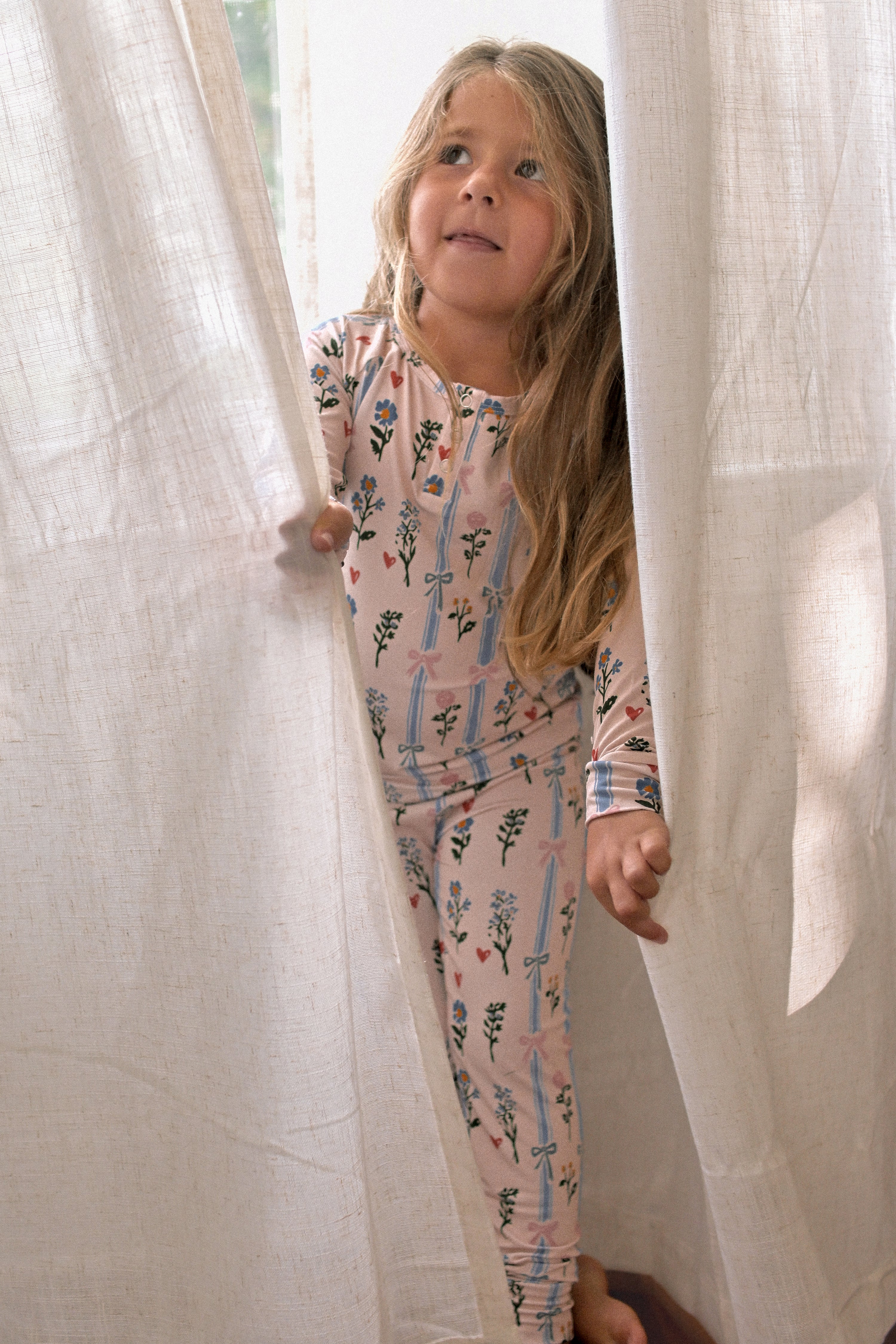 Bows &amp; Petals Long Sleeve Bamboo Pajama Set